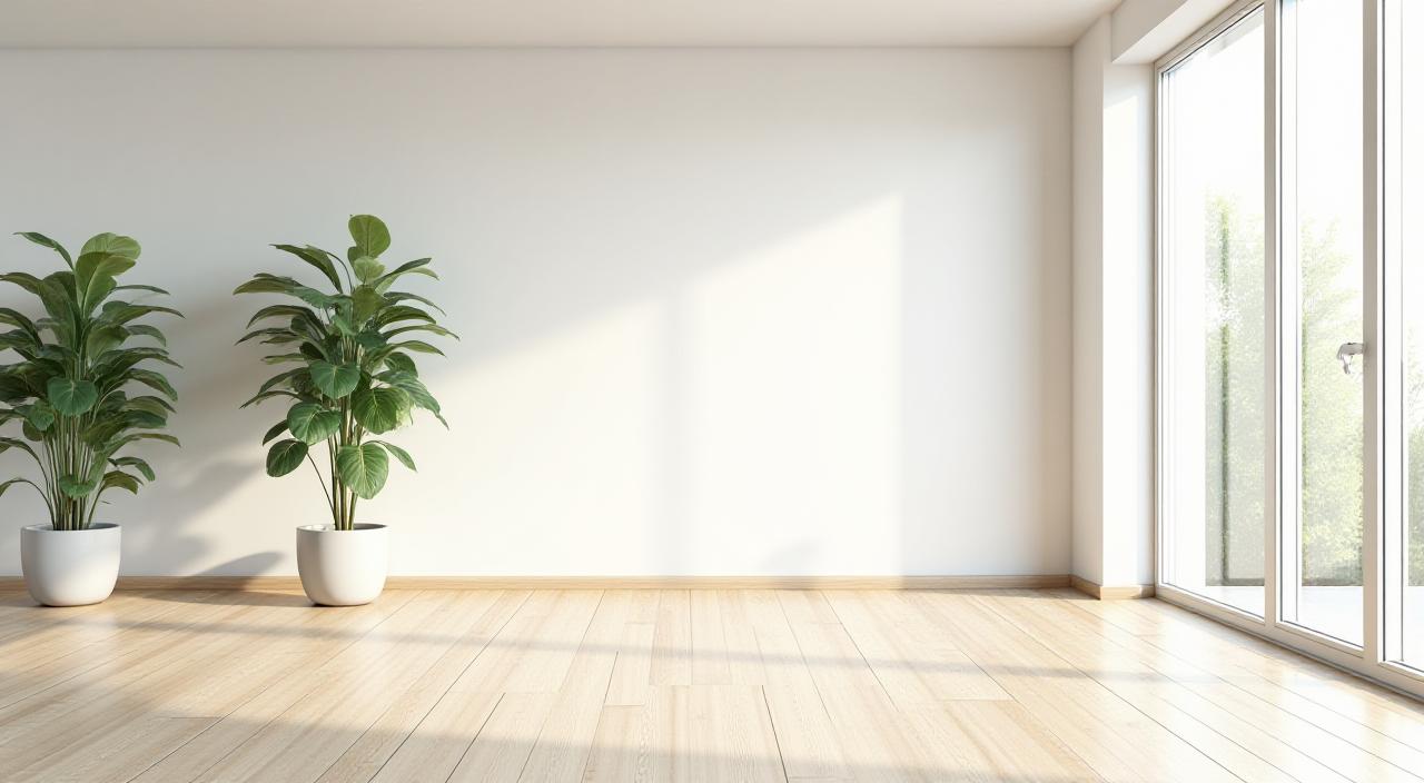 Interior de un hogar impecable y luminoso con plantas naturales