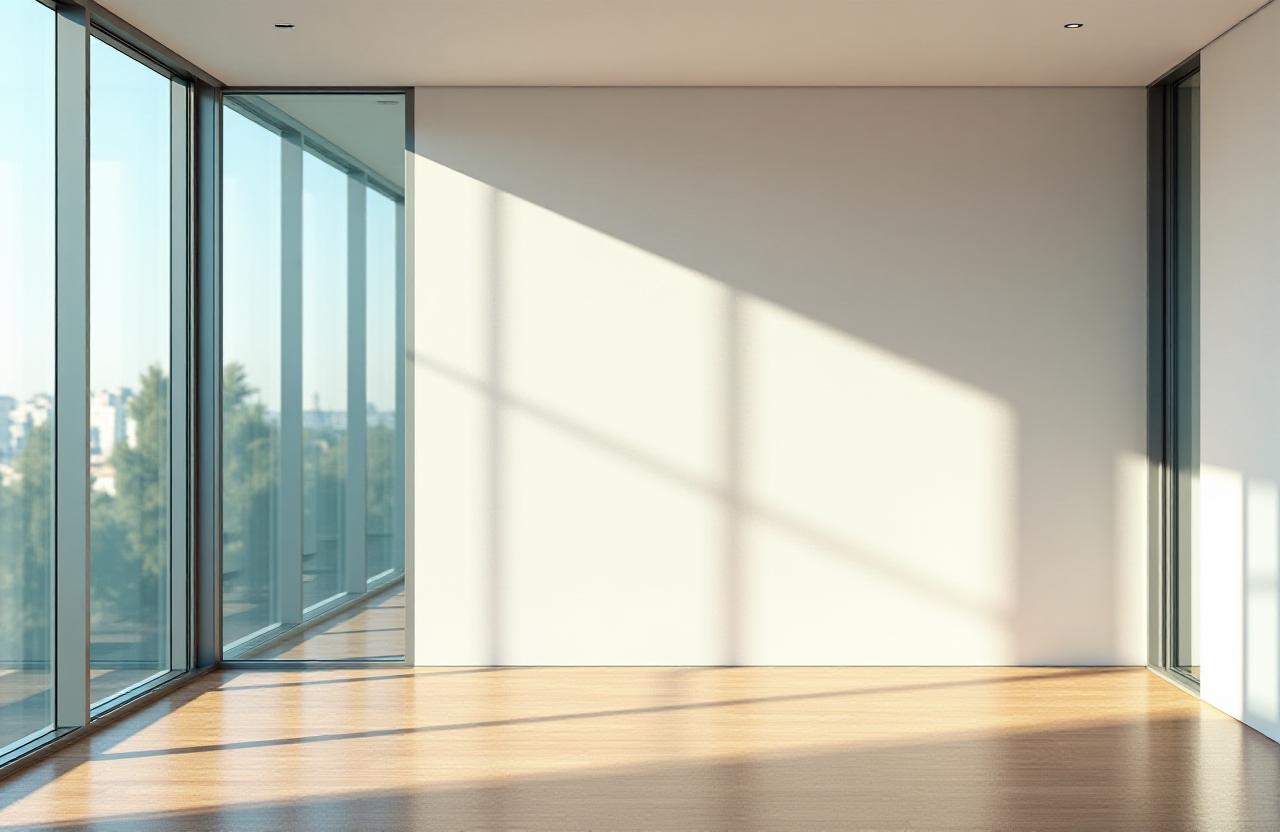 Interior minimalista e inmaculado de una oficina en Madrid